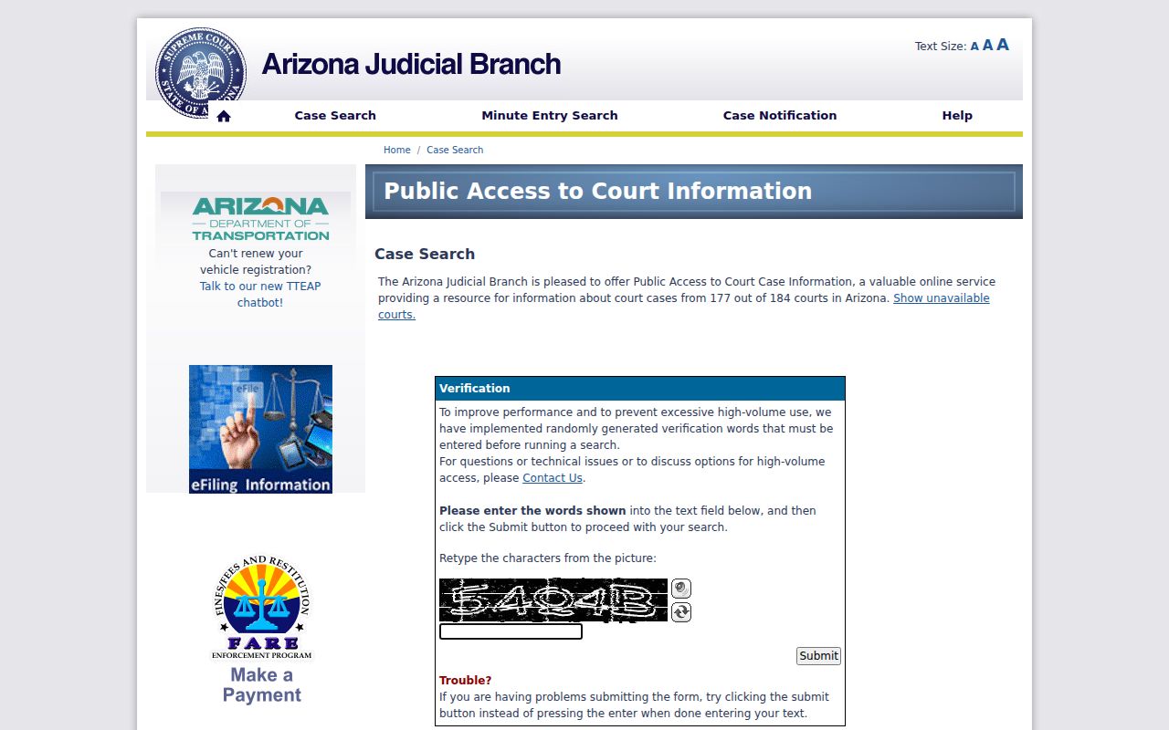 La Paz County court docket search on Arizona Public Access