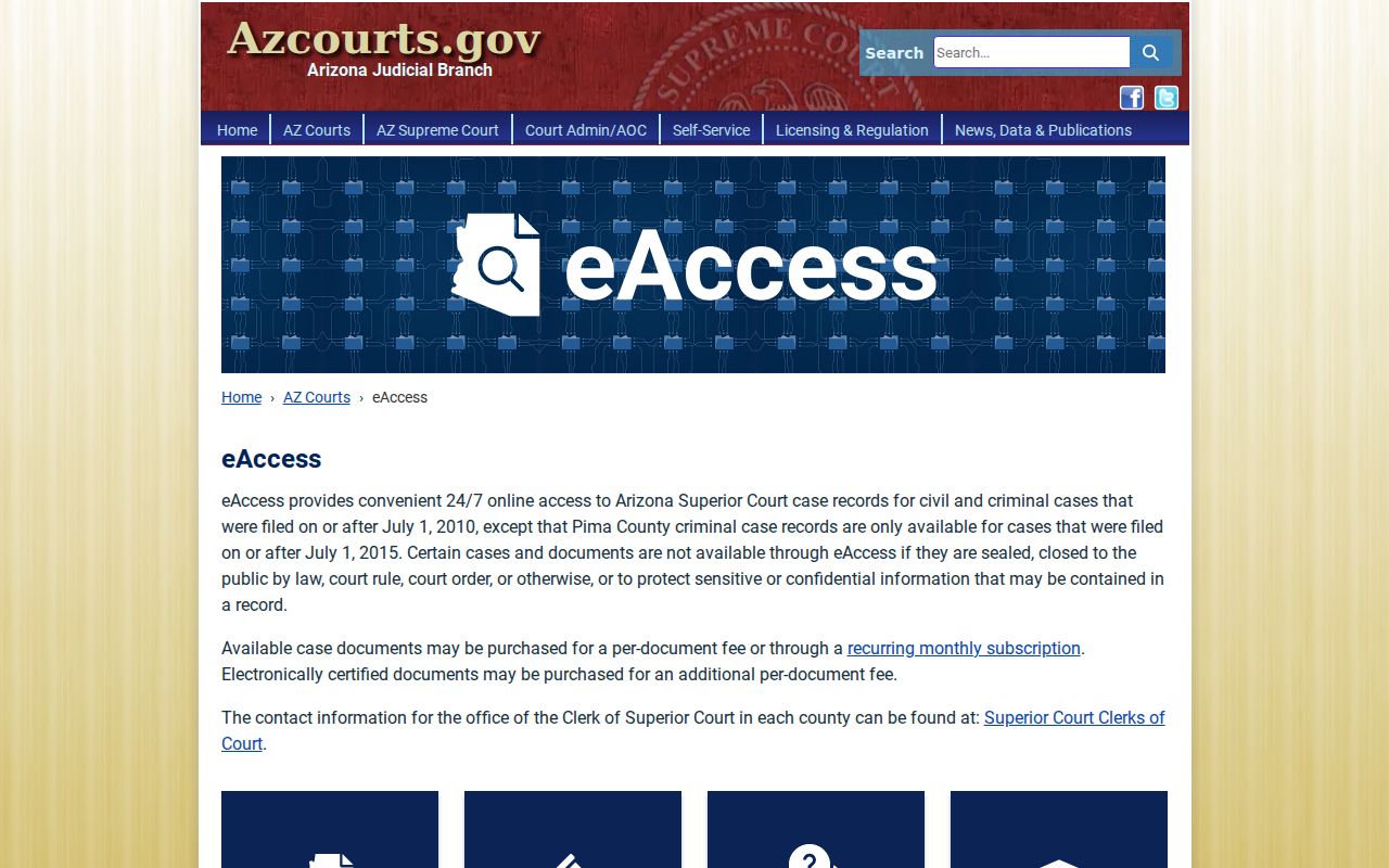 eAccess document layer for La Paz County court records