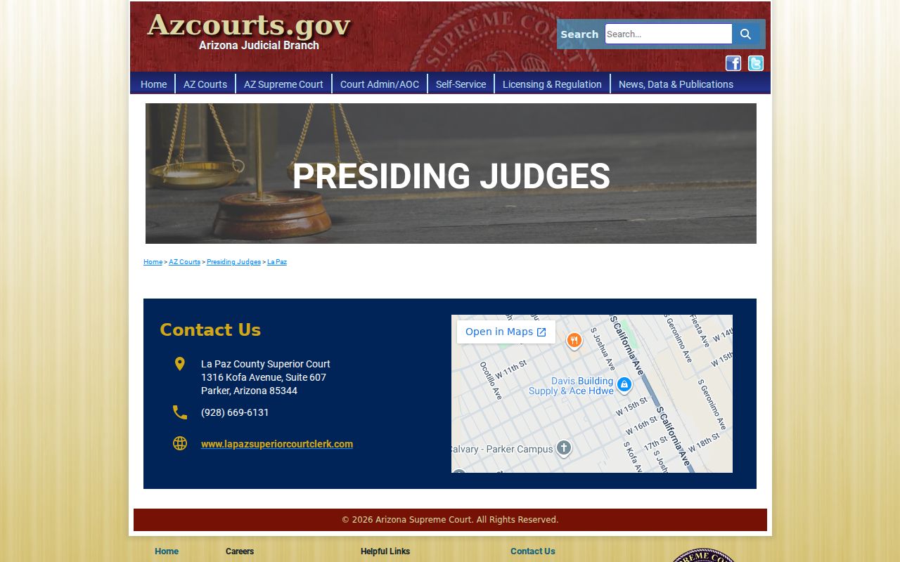 La Paz County court contact and docket office