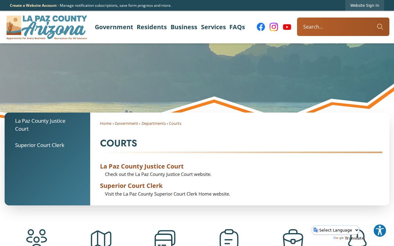 La Paz County court docket and courts directory