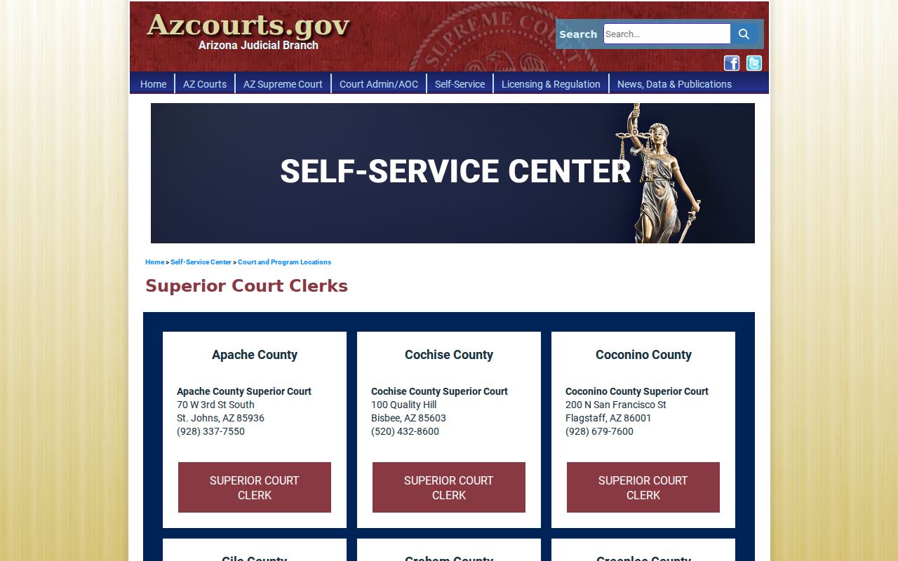 La Paz County docket search Superior Court clerks directory
