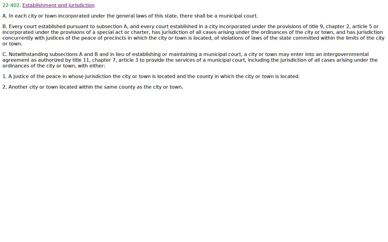 Arizona municipal jurisdiction source for Quartzsite court records