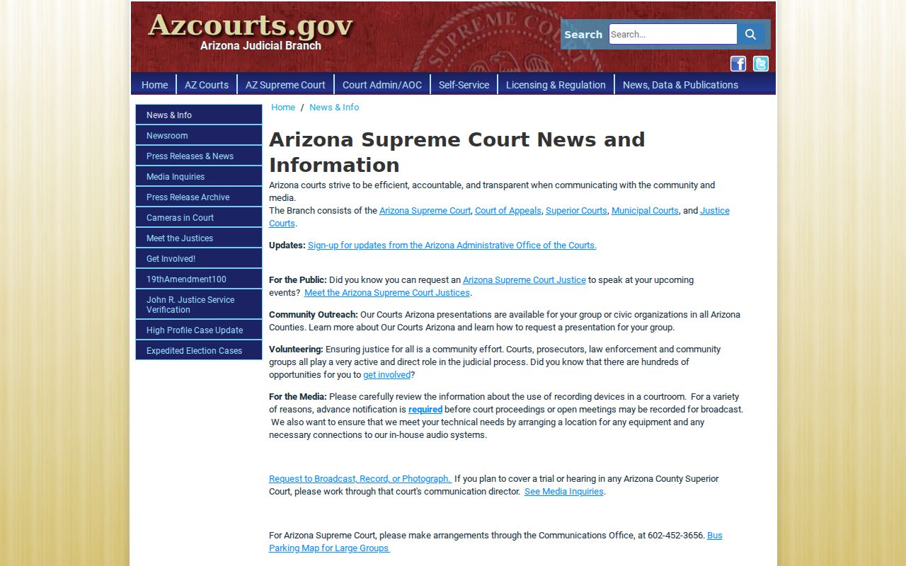 La Paz County court calendar Arizona Judicial Branch announcements