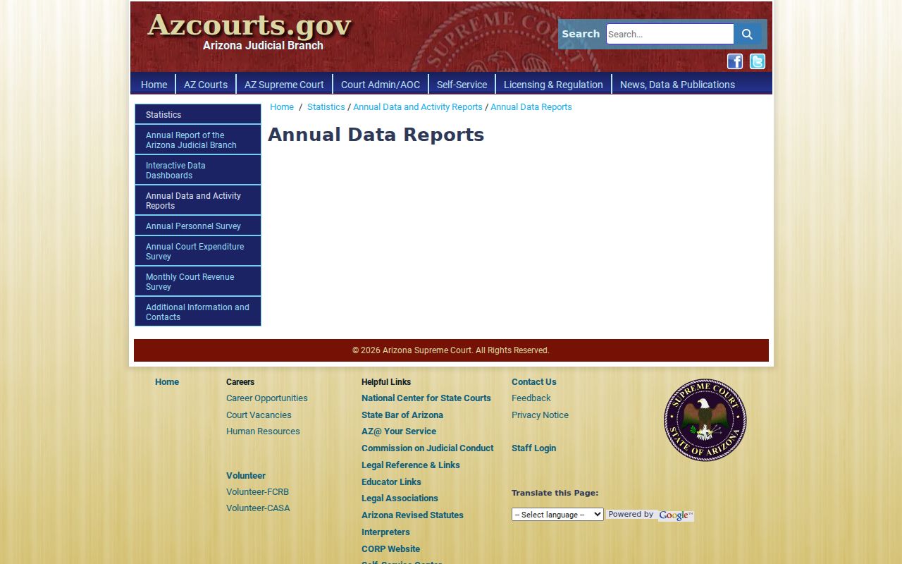 La Paz County court schedule annual judicial data source