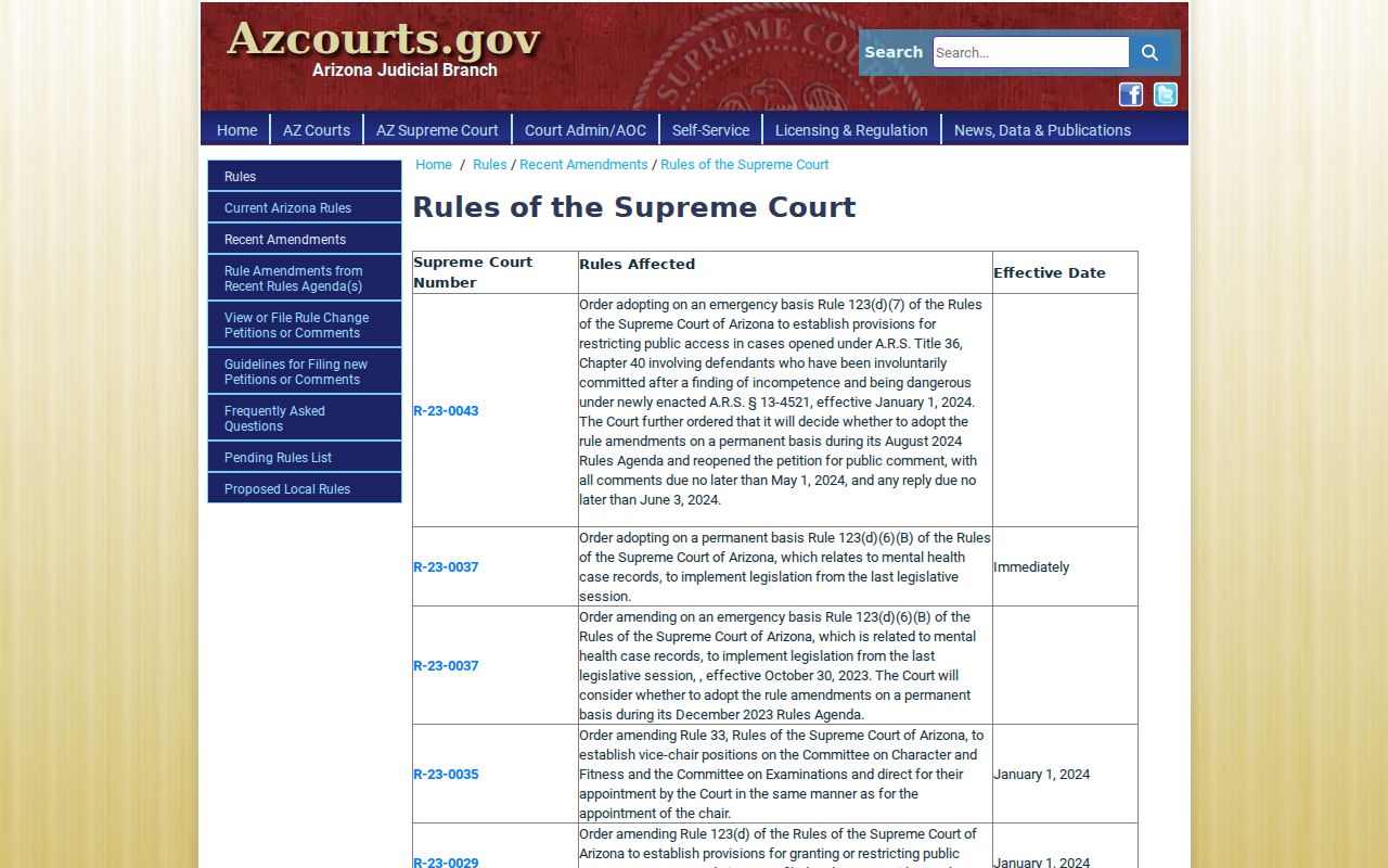 La Paz County court case records Rule 123 amendments