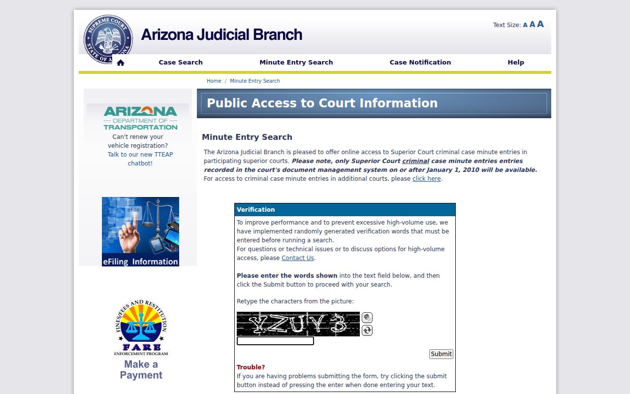 La Paz County criminal court docket Minute Entry Search