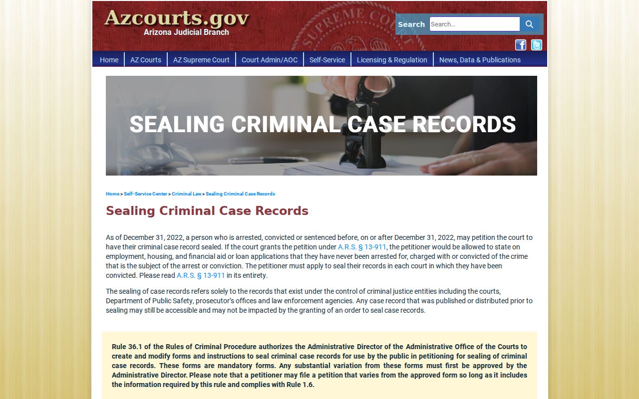 La Paz County criminal court docket sealing guidance