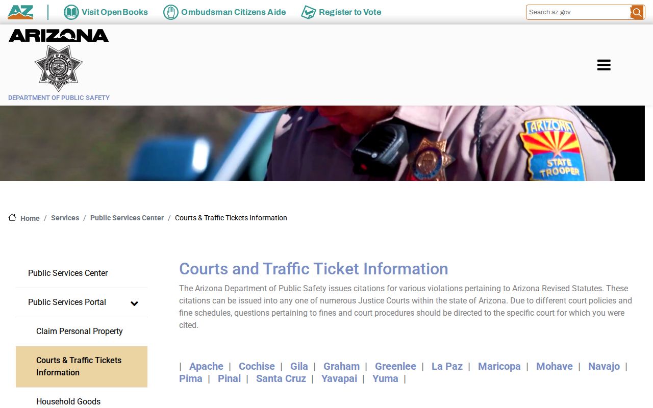 La Paz County traffic court records in the Arizona court directory