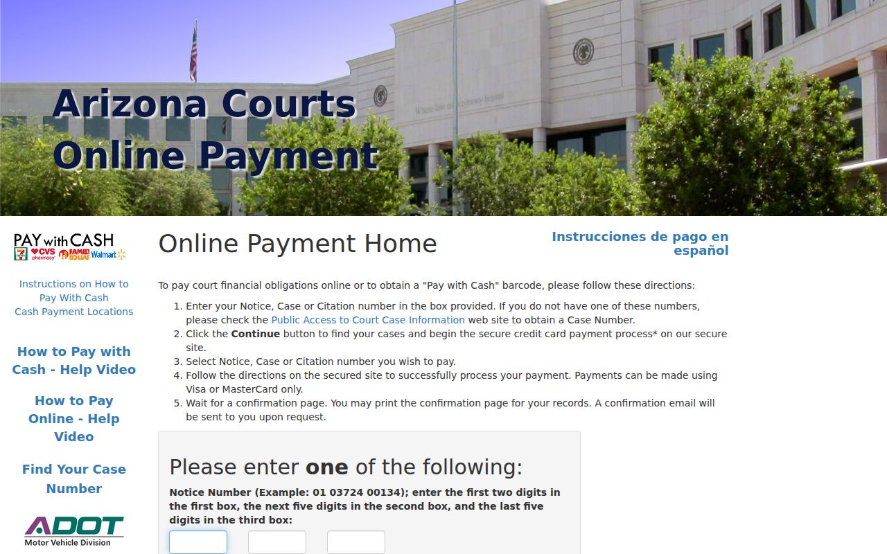 La Paz County traffic CourtPay citation fields